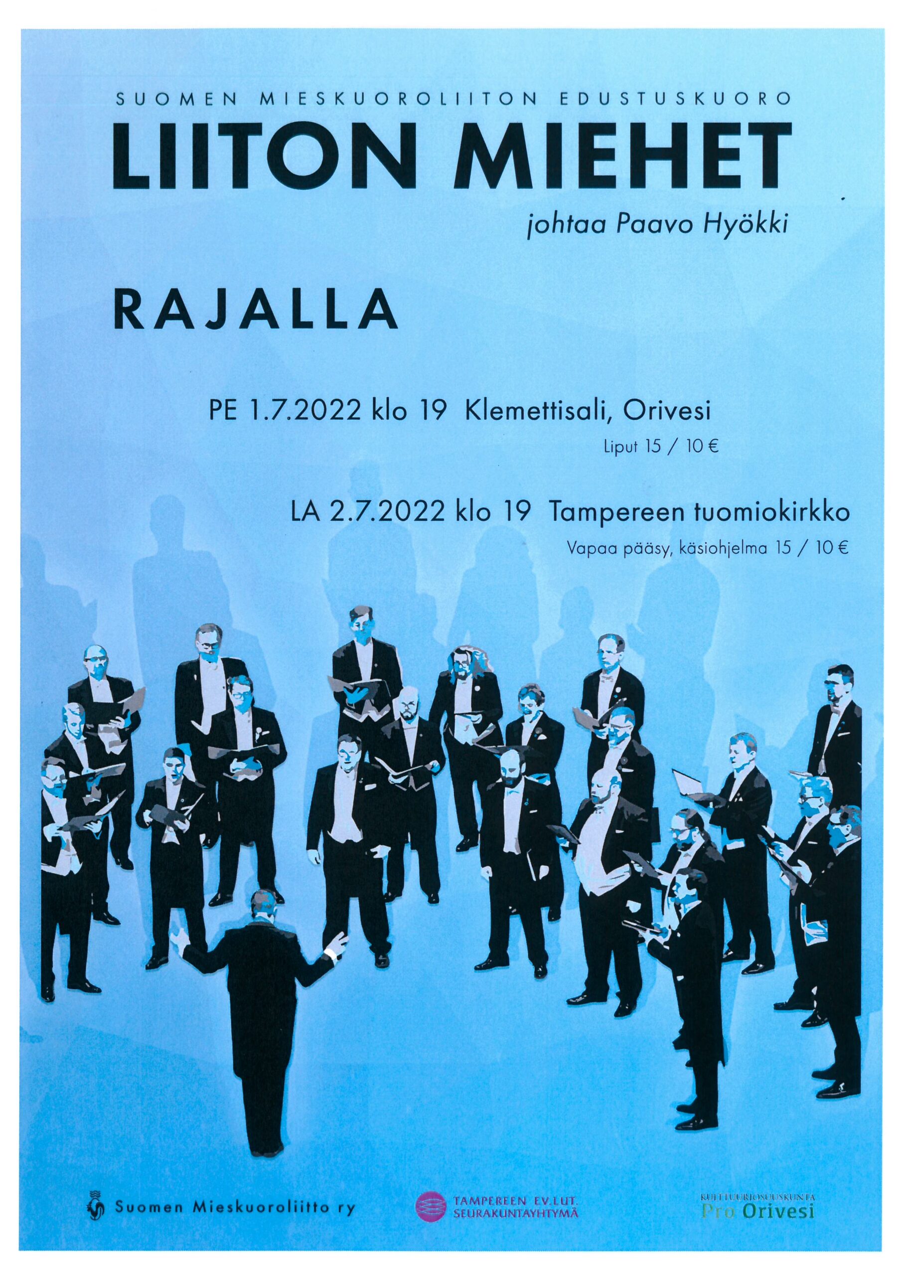 Suomen mieskuoroliiton edustuskuoro Liiton Miehet johtaa Paavo Hyökki konsertti Oriveden Kampus