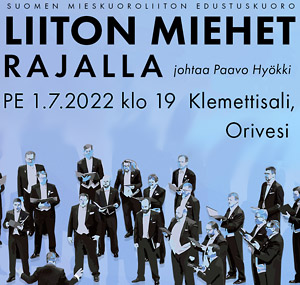 Oriveden Kampus – Suomen mieskuoroliiton edustuskuoro Liiton Miehet johtaa Paavo Hyökki konsertti